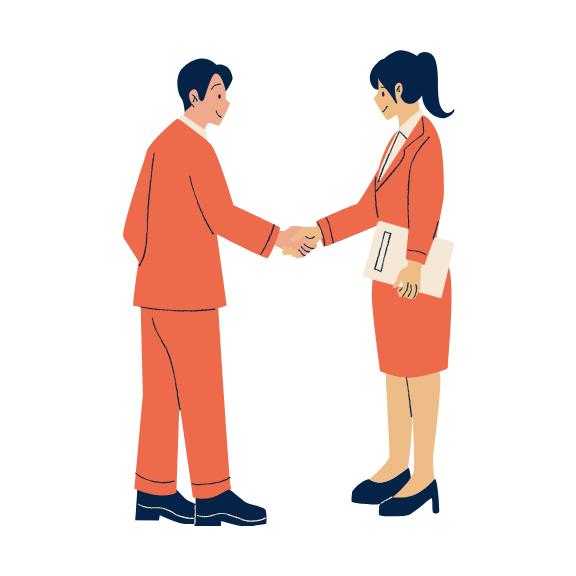 graphic of a man shaking a woman's hand at a job interview