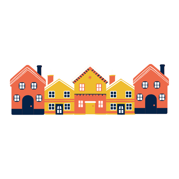 graphic of multiple houses in a row