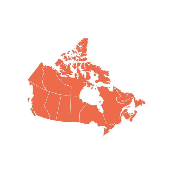 graphic of the map of Canada showing the provincial borders